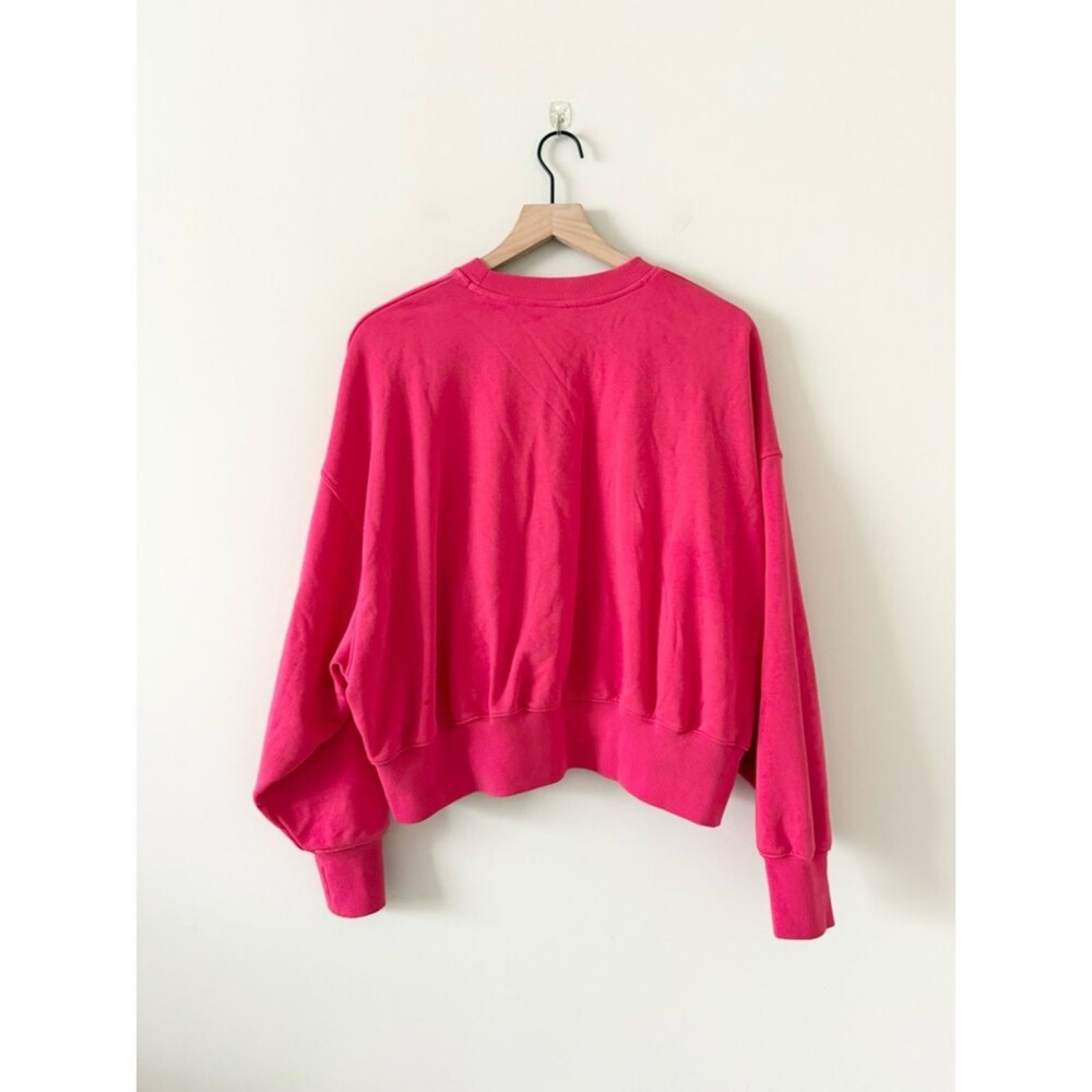 Fabletics Hot Pink Year Round Terry Crewneck Sweatshirt Size S Relaxed Fit - Picture 5 of 8